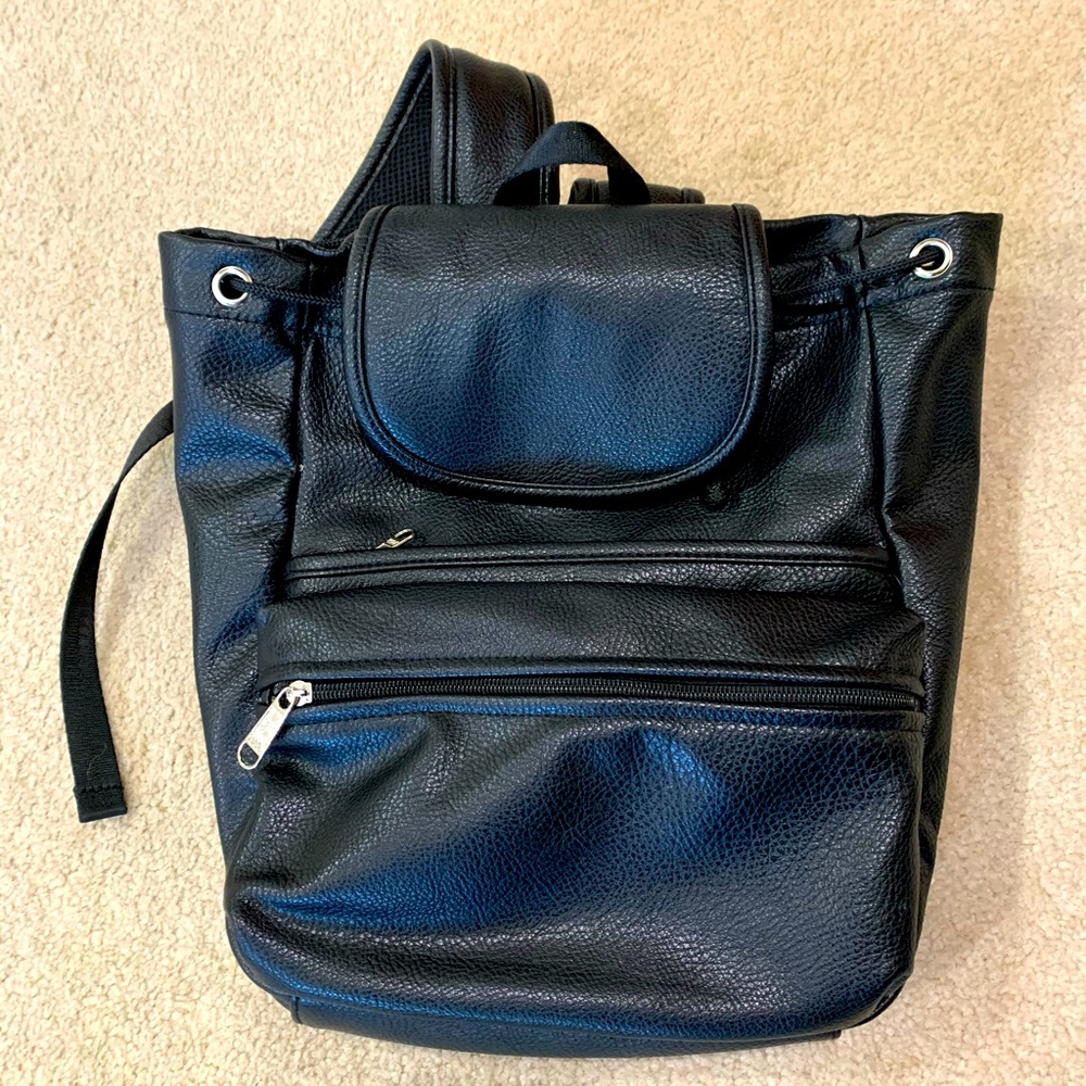 Black leather backpack